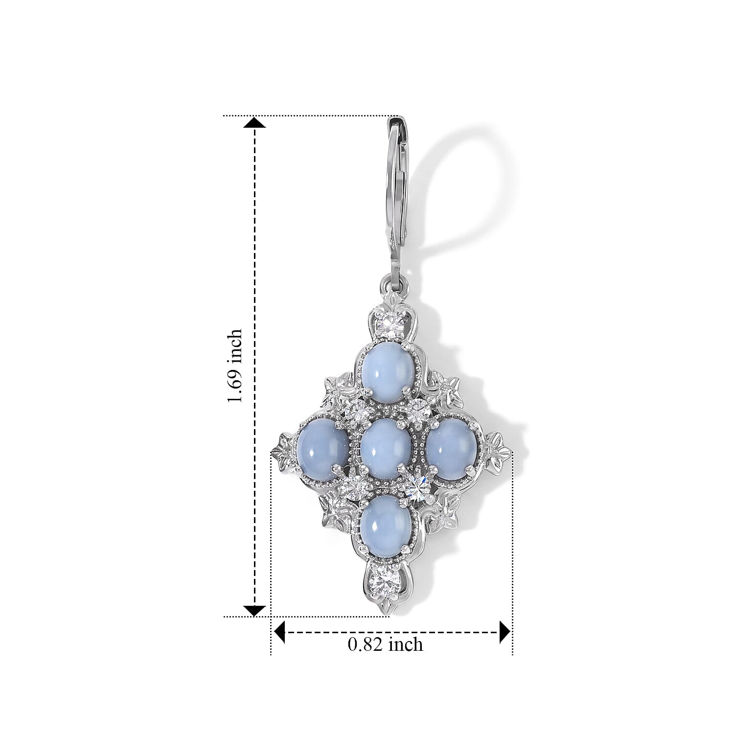 EverTrue Premium Oregon Blue Opal and White Zircon 4.35 ctw Earrings in 18K YG Plated and Platinum Bond