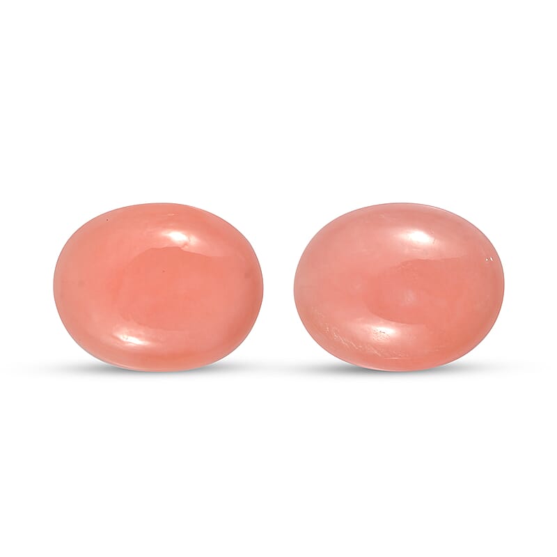 Peruvian Pink Opal Set of 2 (Ovl 10x8 mm) 3.32 ctw