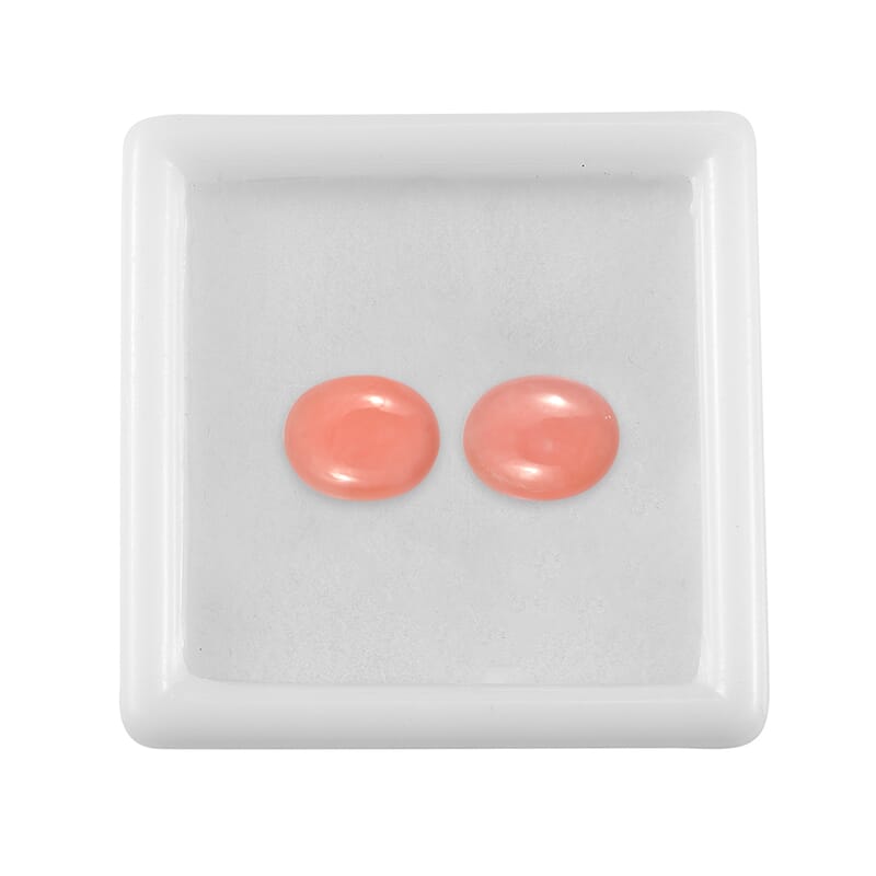 Peruvian Pink Opal Set of 2 (Ovl 10x8 mm) 3.32 ctw