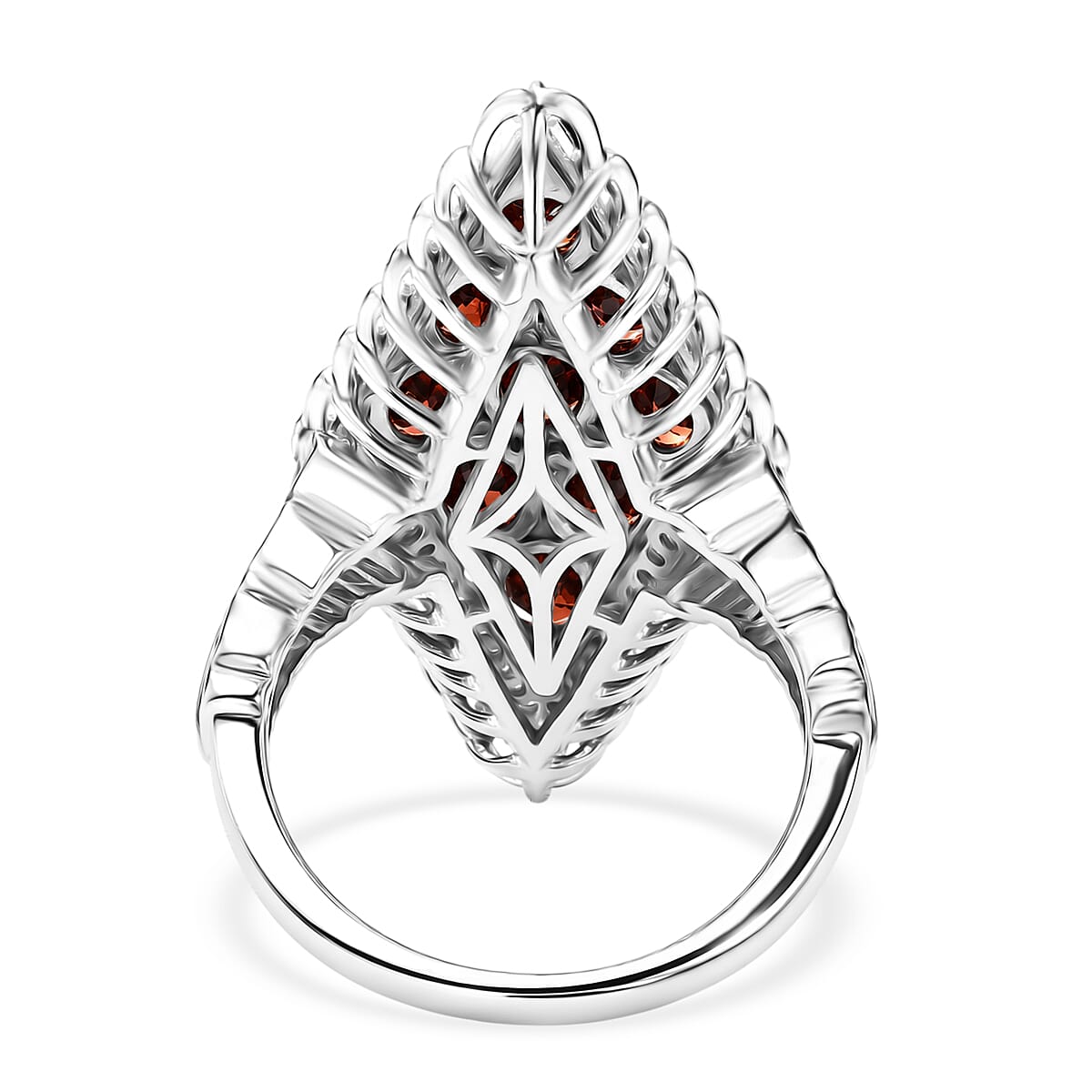 EverTrue Mozambique Garnet and White Zircon 5.25 ctw Ring in 18K YG Plated and Platinum Bond (Size 6.0)