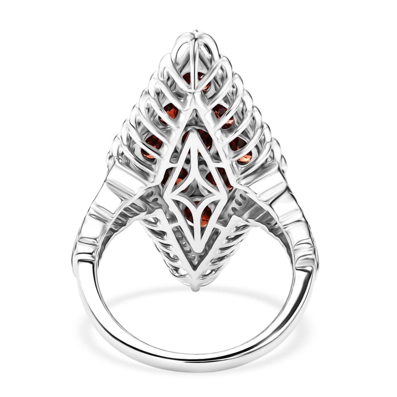 EverTrue Mozambique Garnet and White Zircon 5.25 ctw Ring in 18K YG Plated and Platinum Bond (Size 6.0)