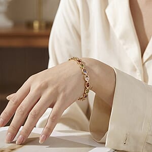 Simulated Multi Color Diamond Bracelet in Goldtone (7.50 In)