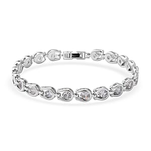 Simulated Diamond Bracelet in Silvertone (7.50 In)