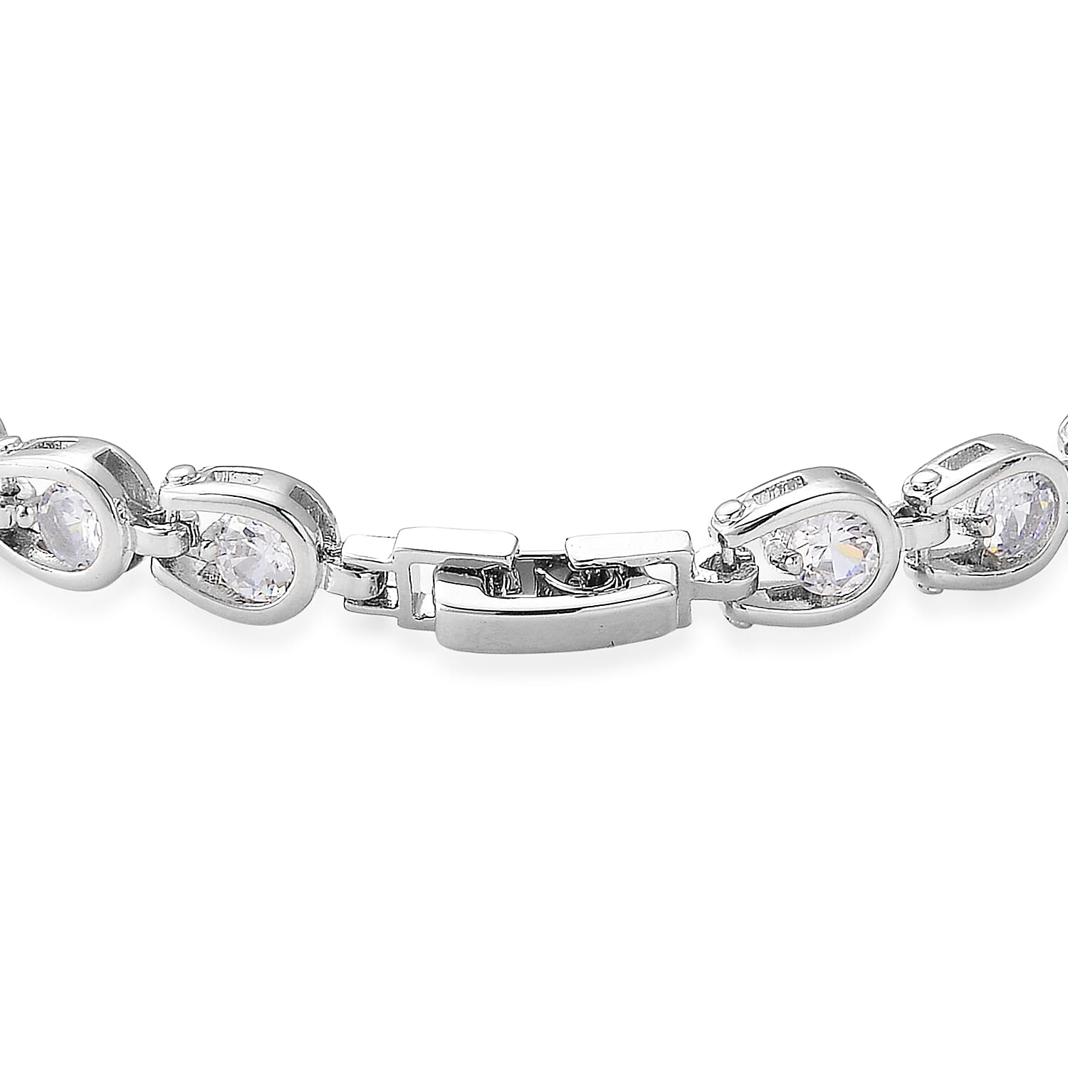 Simulated Diamond Bracelet in Silvertone (7.50 In)