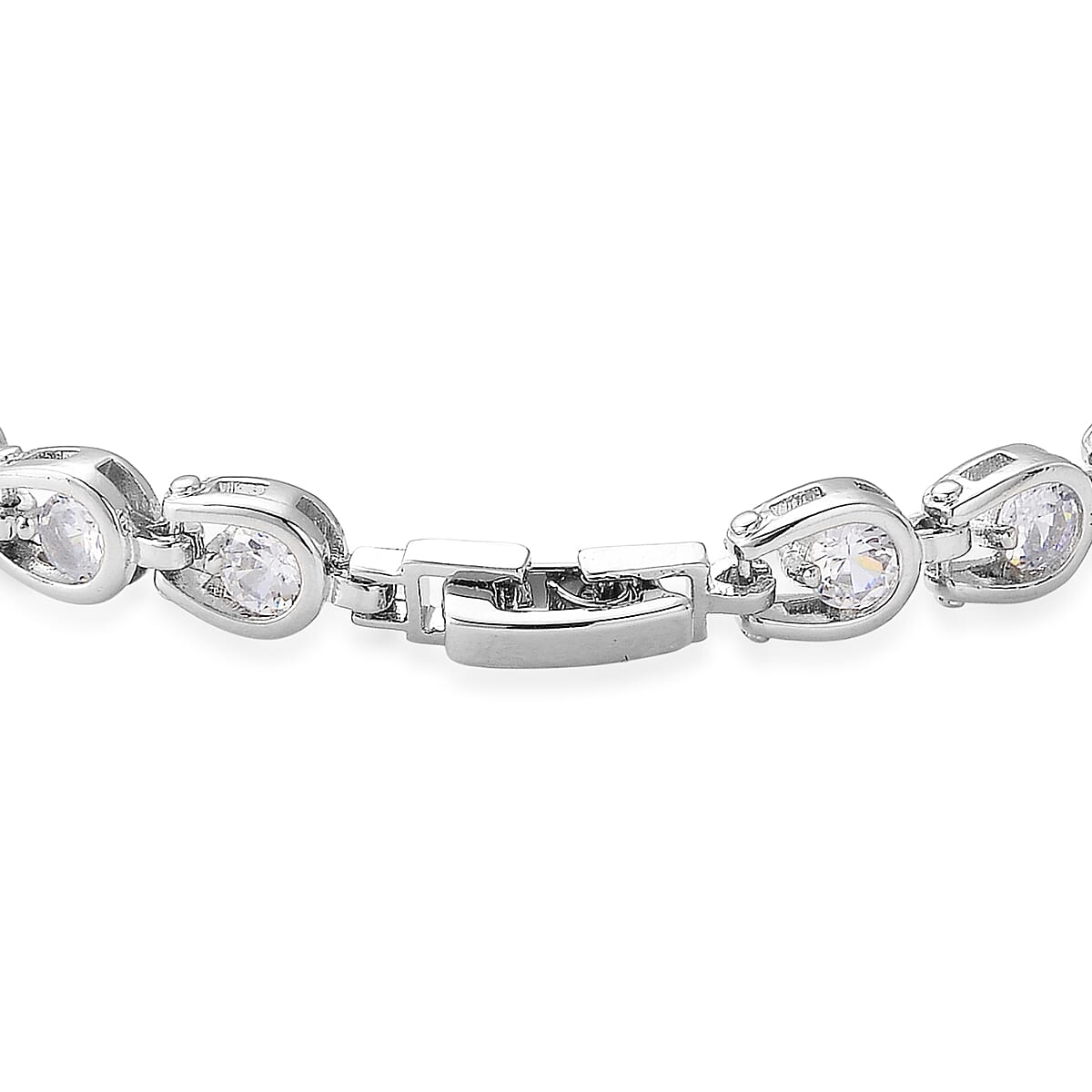 Simulated Diamond Bracelet in Silvertone (7.50 In) image number 3