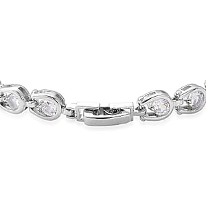 Simulated Diamond Bracelet in Silvertone (7.50 In)