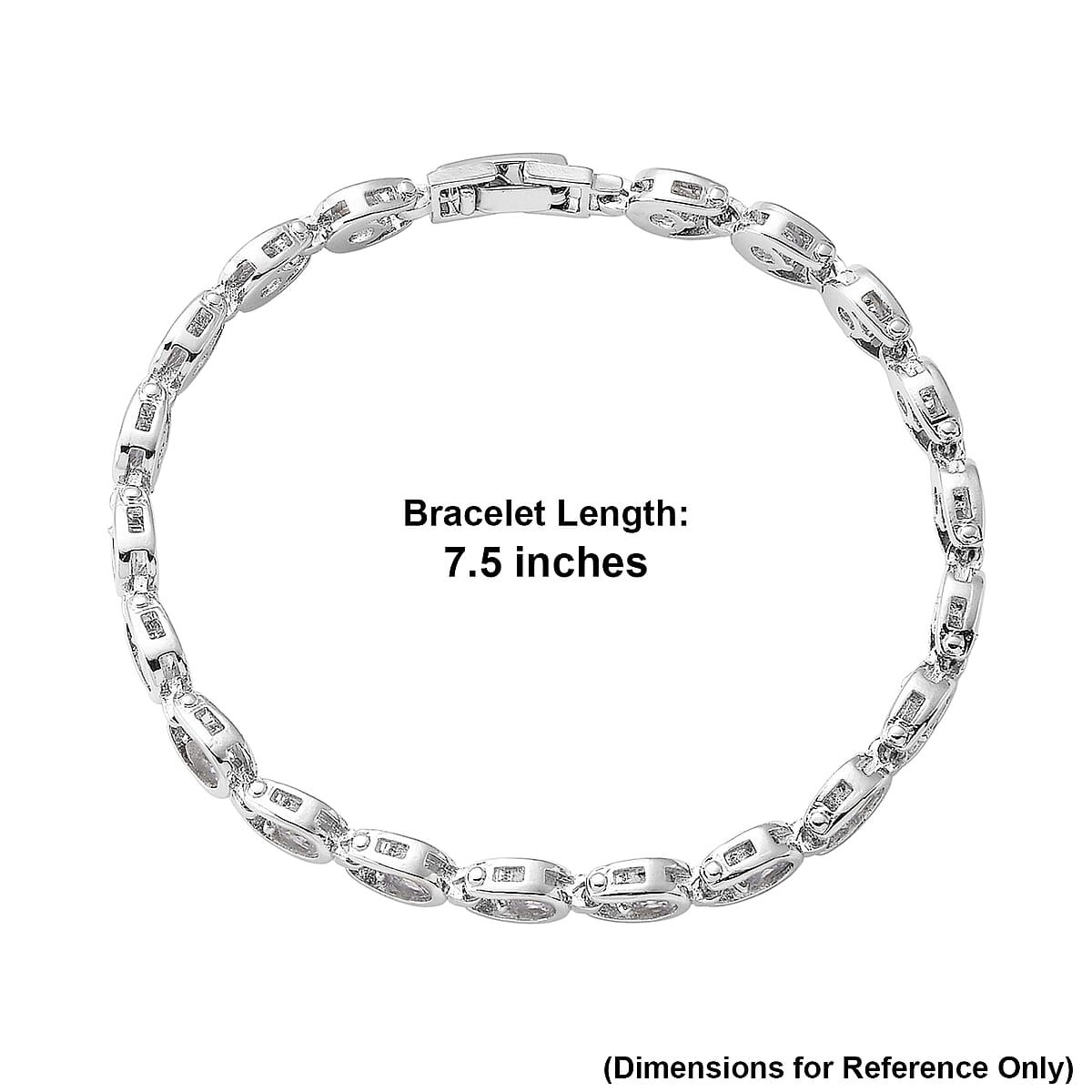 Simulated Diamond Bracelet in Silvertone (7.50 In) image number 4