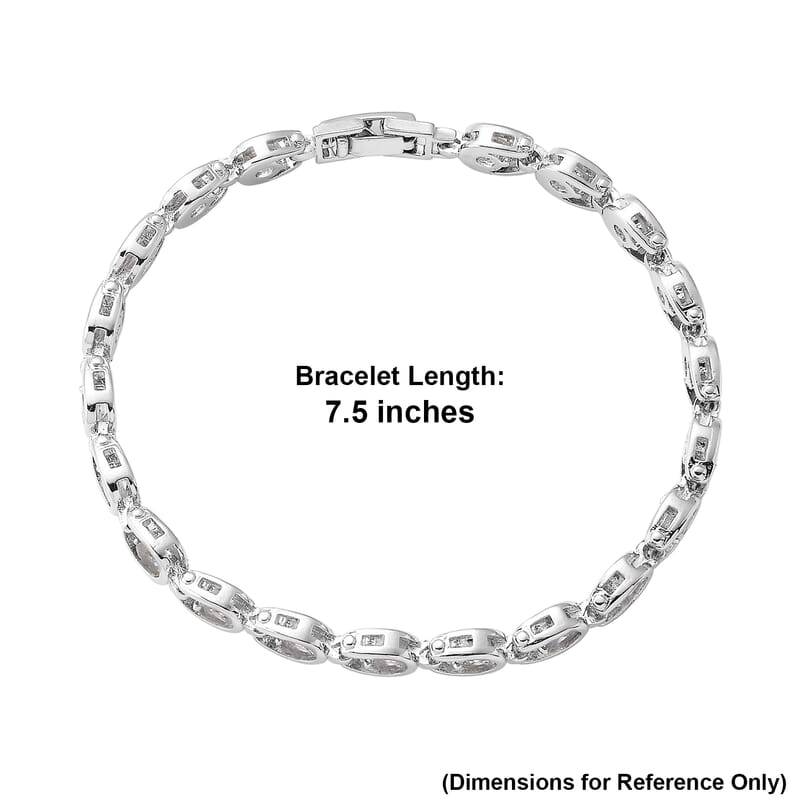 Simulated Diamond Bracelet in Silvertone (7.50 In)