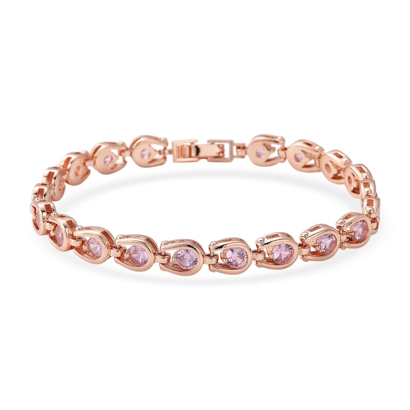 Simulated Pink Diamond Bracelet in Rosetone (7.50 In)