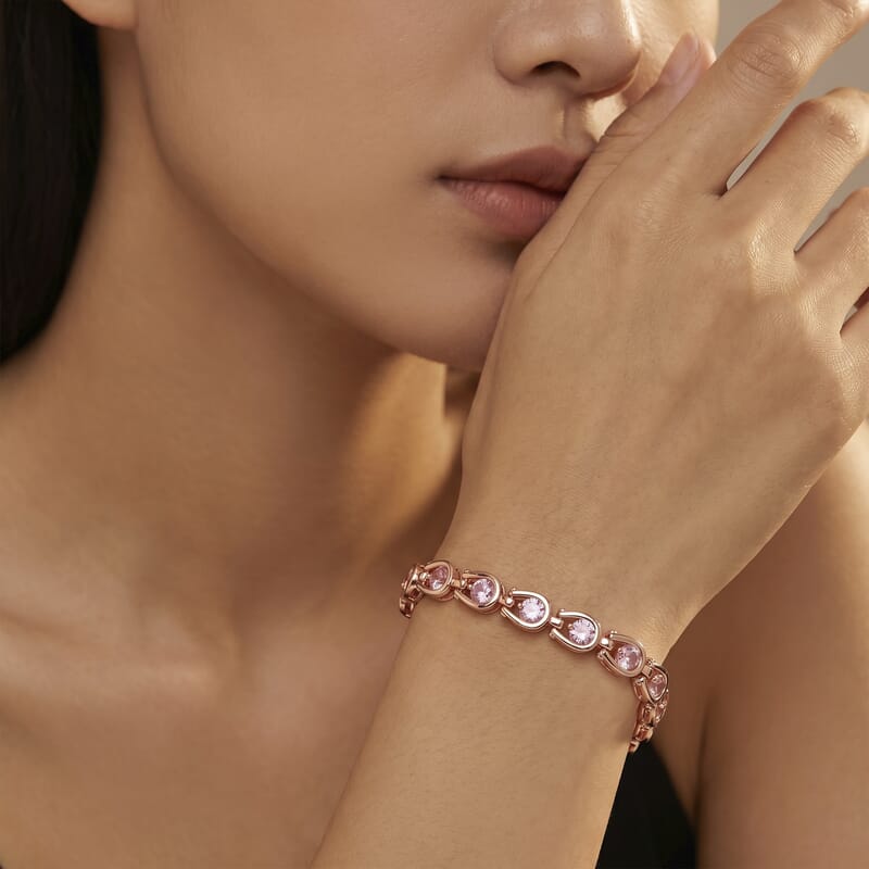Simulated Pink Diamond Bracelet in Rosetone (7.50 In)