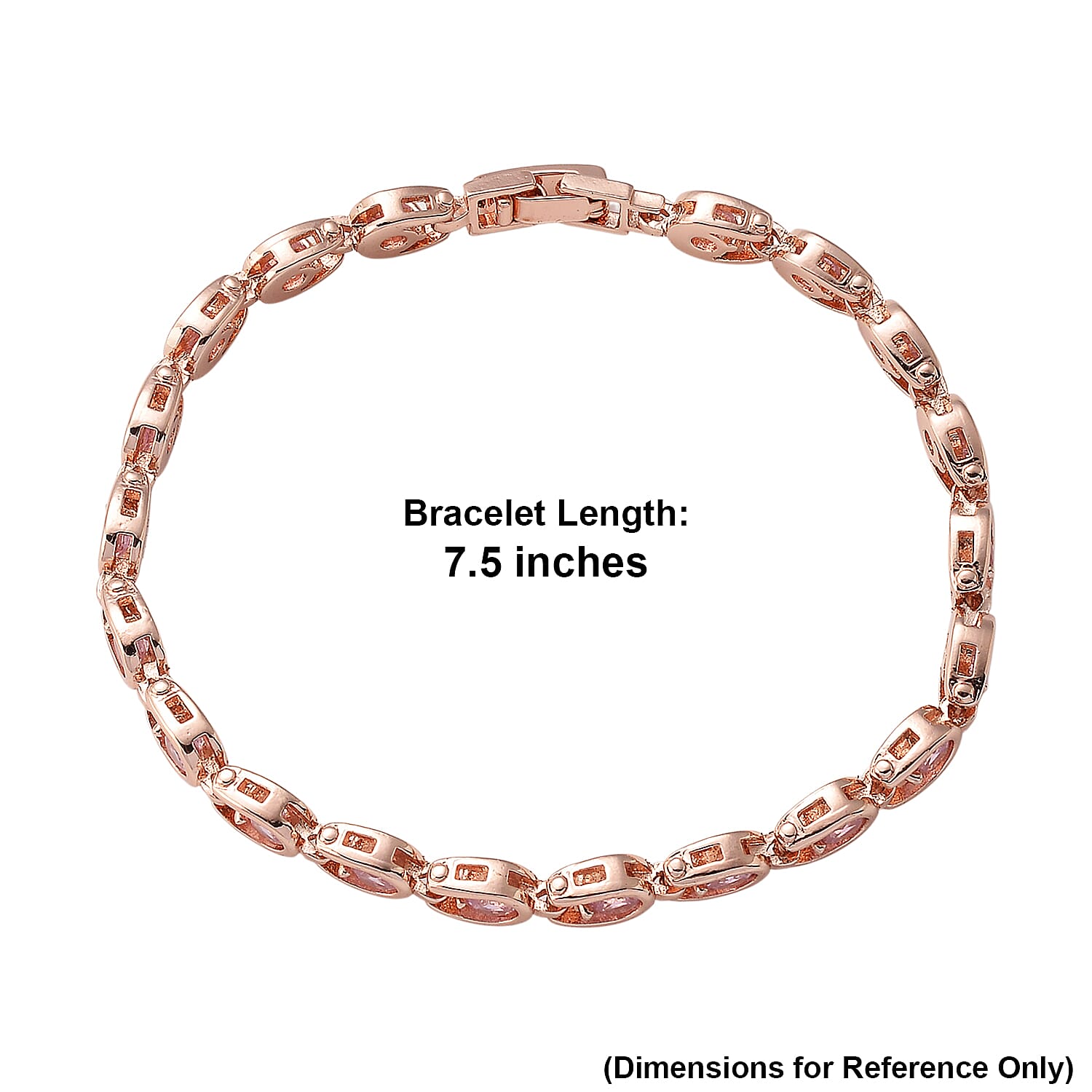 Simulated Pink Diamond Bracelet in Rosetone (7.50 In)