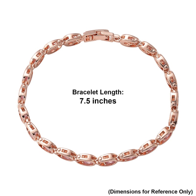 Simulated Pink Diamond Bracelet in Rosetone (7.50 In)