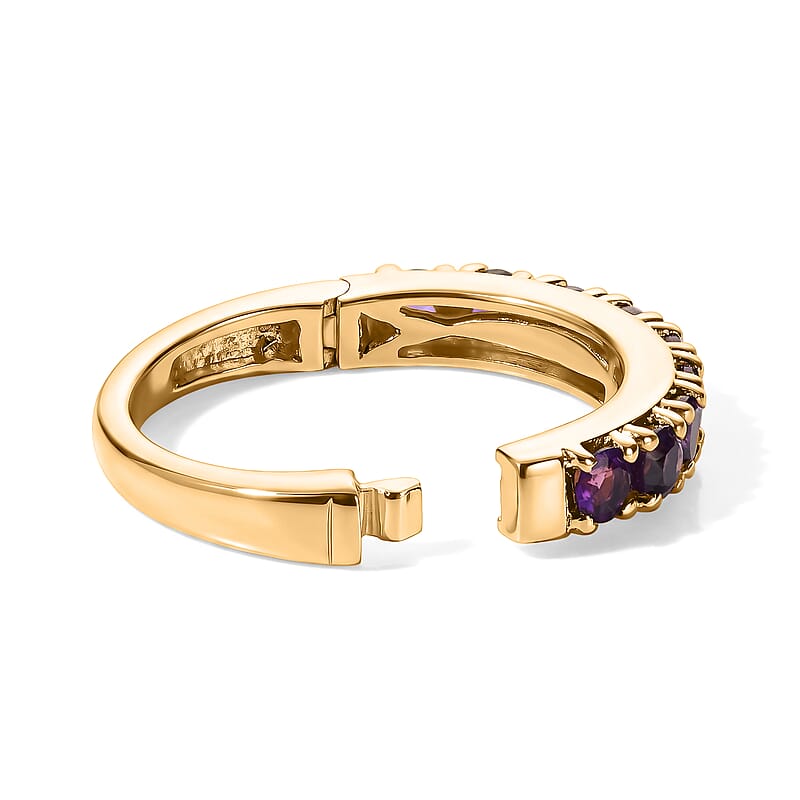 EverTrue African Amethyst 1.00 ctw Band Ring in 18K YG Plated (Size 6.0)