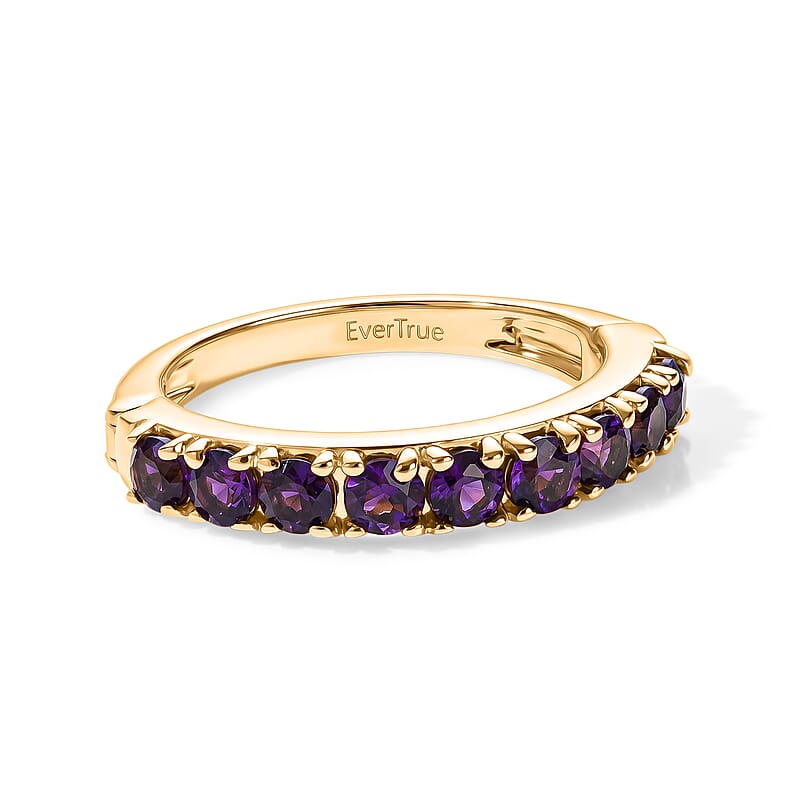EverTrue African Amethyst 1.00 ctw Band Ring in 18K YG Plated (Size 8.0)