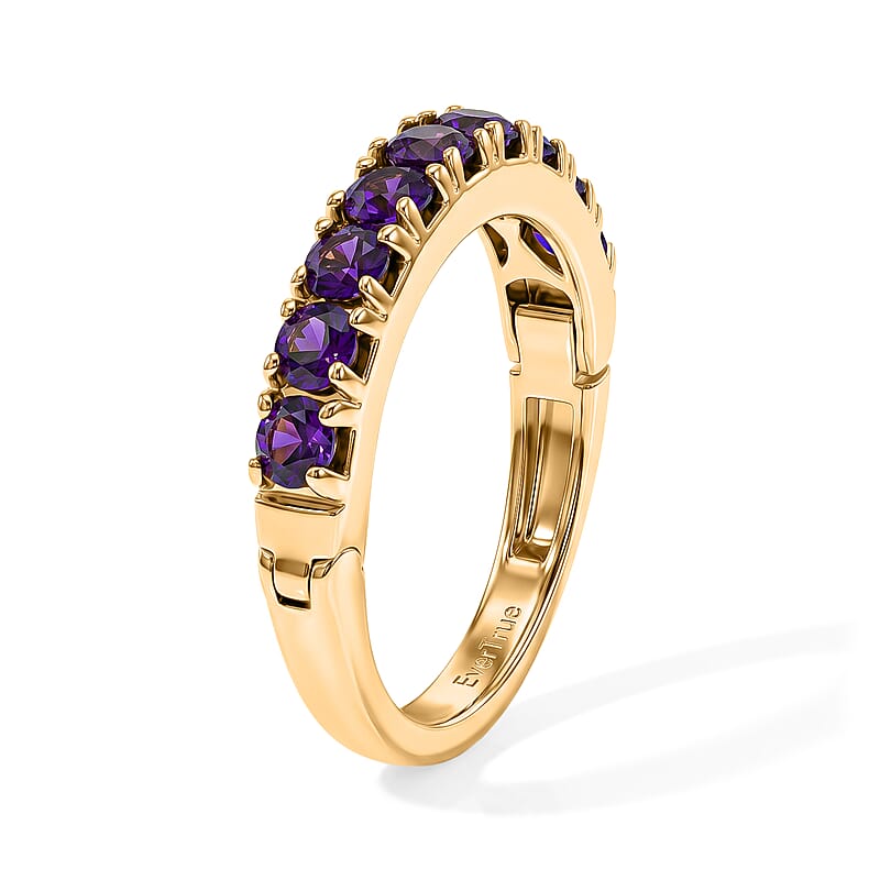 EverTrue African Amethyst 1.00 ctw Band Ring in 18K YG Plated (Size 8.0)