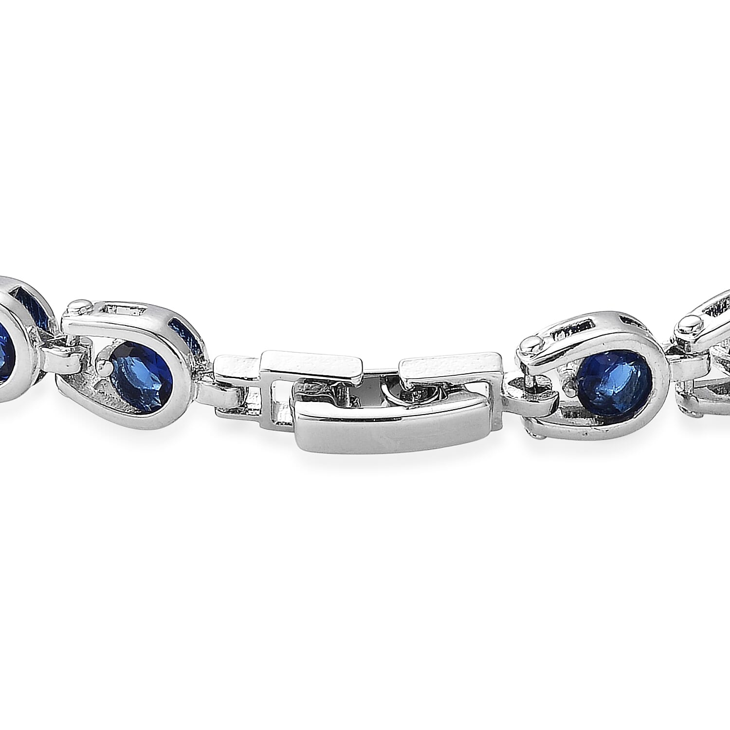 Simulated Blue Sapphire Bracelet in Silvertone (7.50 In)