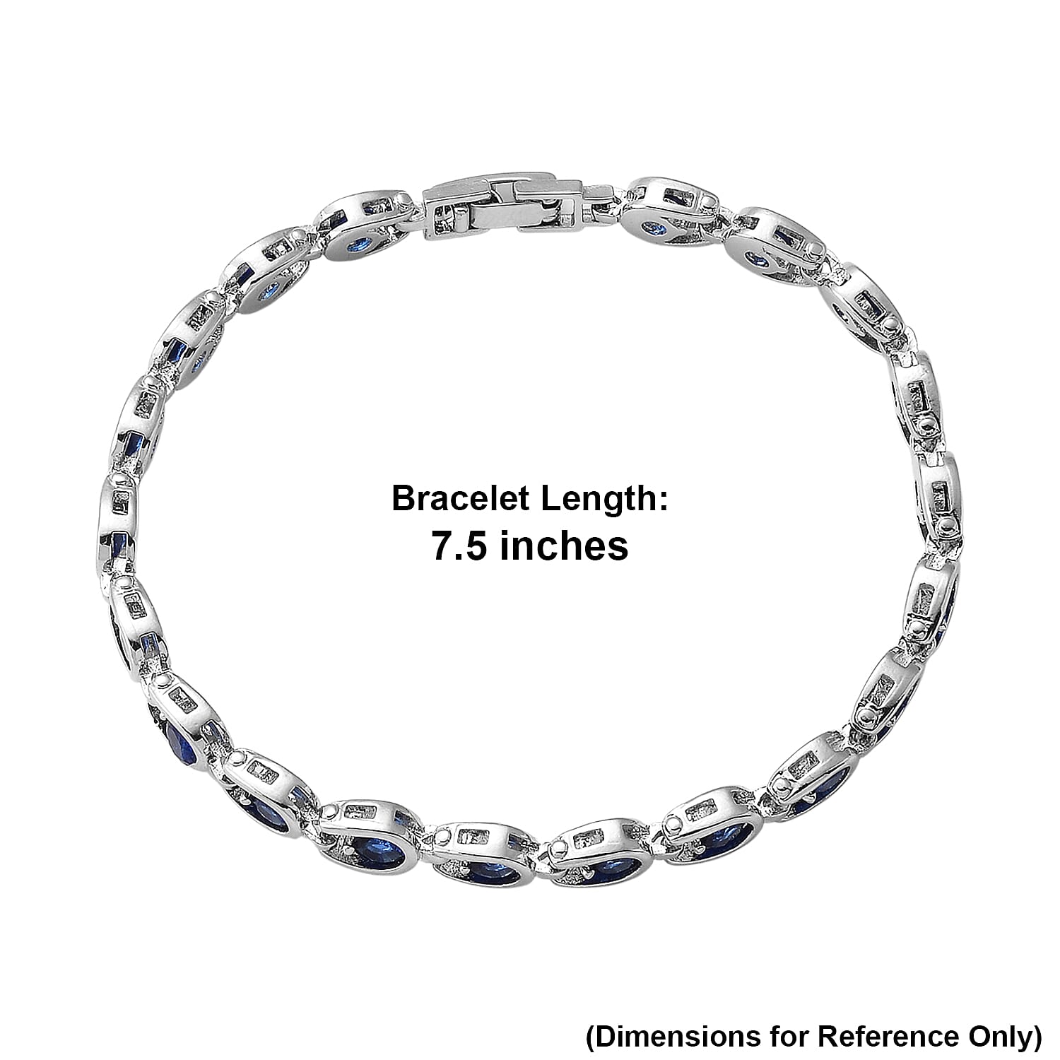 Simulated Blue Sapphire Bracelet in Silvertone (7.50 In)