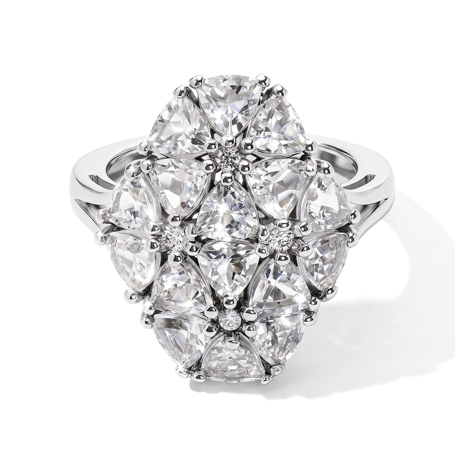 EverTrue Brazilian Petalite and White Zircon 2.80 ctw Ring in Platinum Bond (Size 6.0)