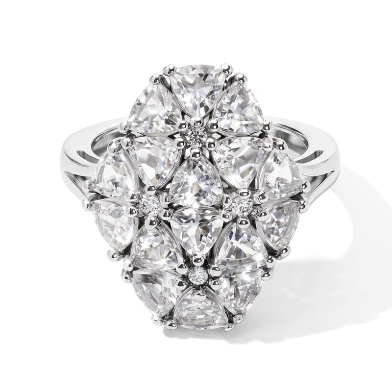 EverTrue Brazilian Petalite and White Zircon 2.80 ctw Ring in Platinum Bond (Size 6.0)
