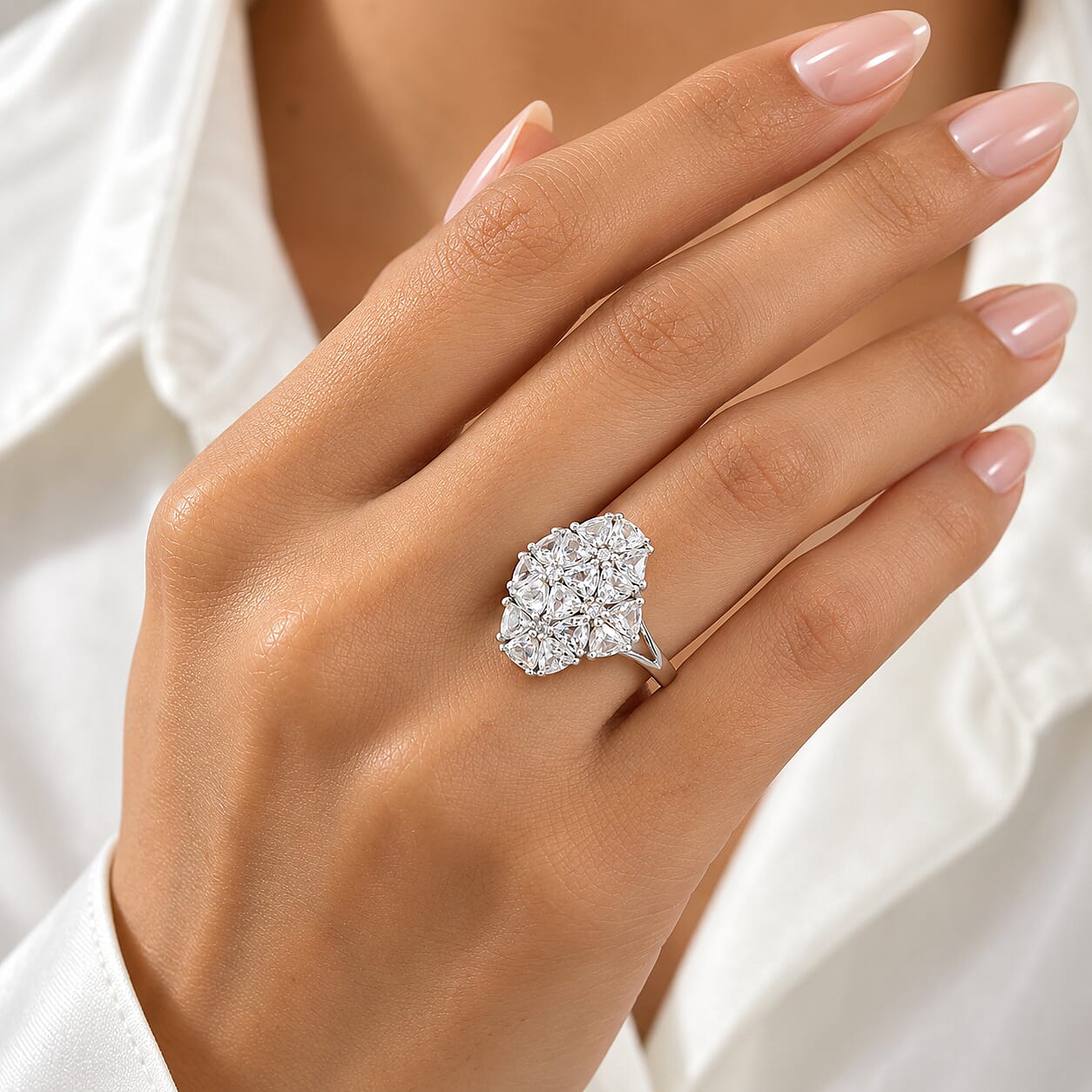 EverTrue Brazilian Petalite and White Zircon 2.80 ctw Ring in Platinum Bond (Size 6.0)
