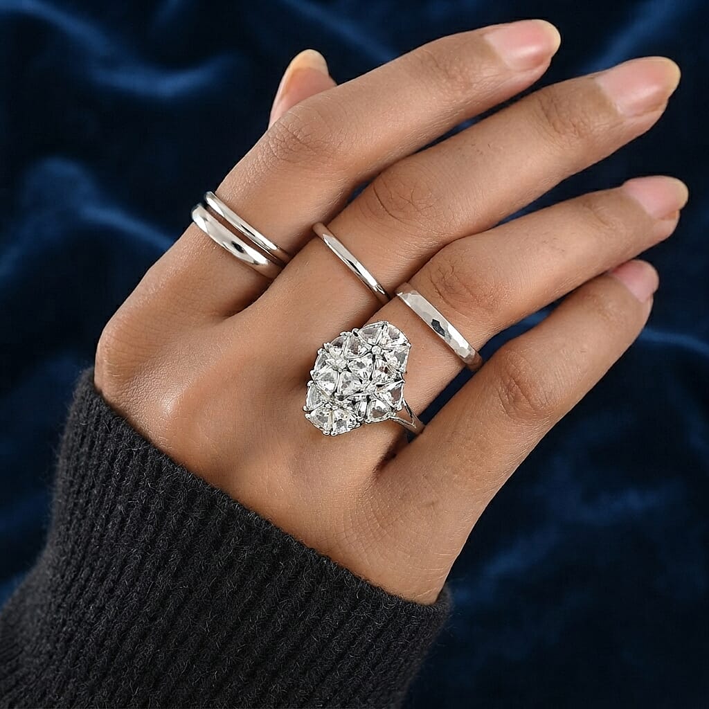 EverTrue Brazilian Petalite and White Zircon 2.80 ctw Ring in Platinum Bond (Size 6.0)