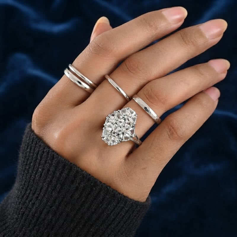 EverTrue Brazilian Petalite and White Zircon 2.80 ctw Ring in Platinum Bond (Size 6.0)