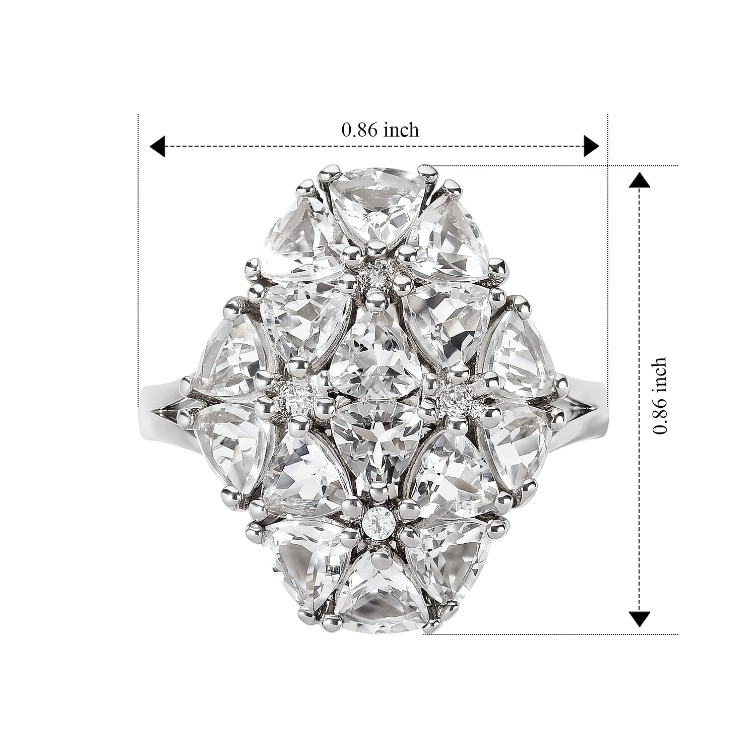 EverTrue Brazilian Petalite and White Zircon 2.80 ctw Ring in Platinum Bond (Size 6.0)