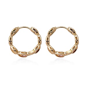 Simulated Multi Color Diamond Hoop Earrings in Goldtone