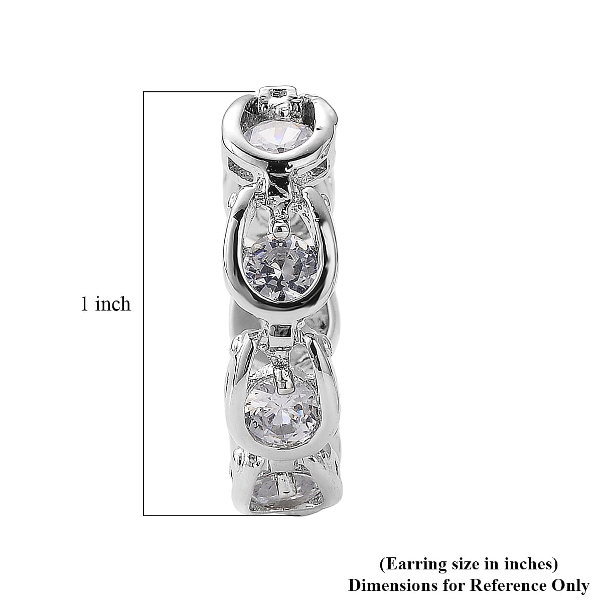 Simulated Diamond Hoop Earrings in Silvertone