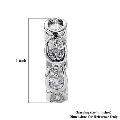 Simulated Diamond Hoop Earrings in Silvertone