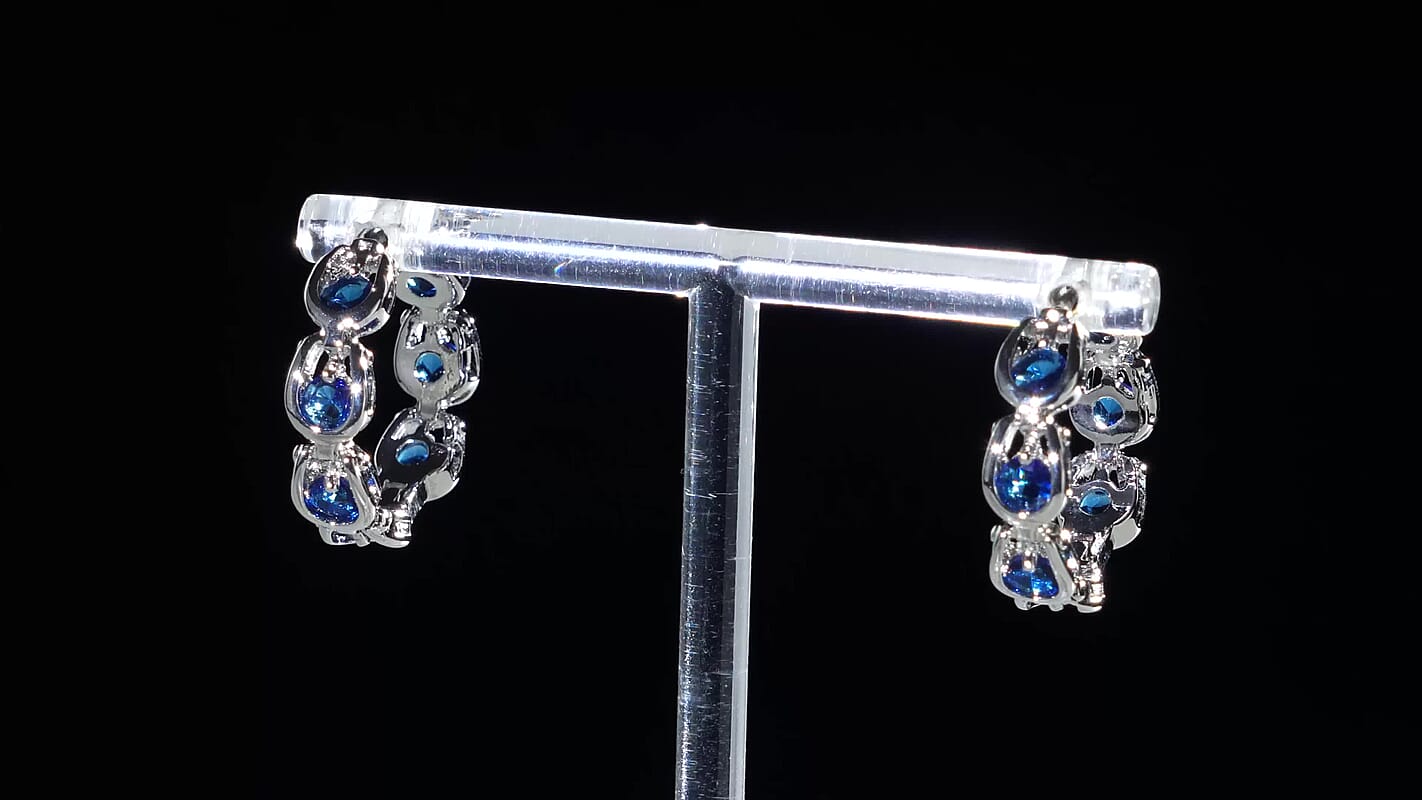 Simulated Multi Color Diamond Hoop Earrings in Goldtone