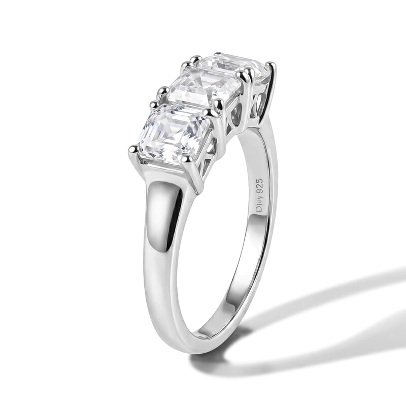 D'Joy Moissanite 2.03 ctw Ring in Rhodium Over Sterling Silver (Size 7.0)