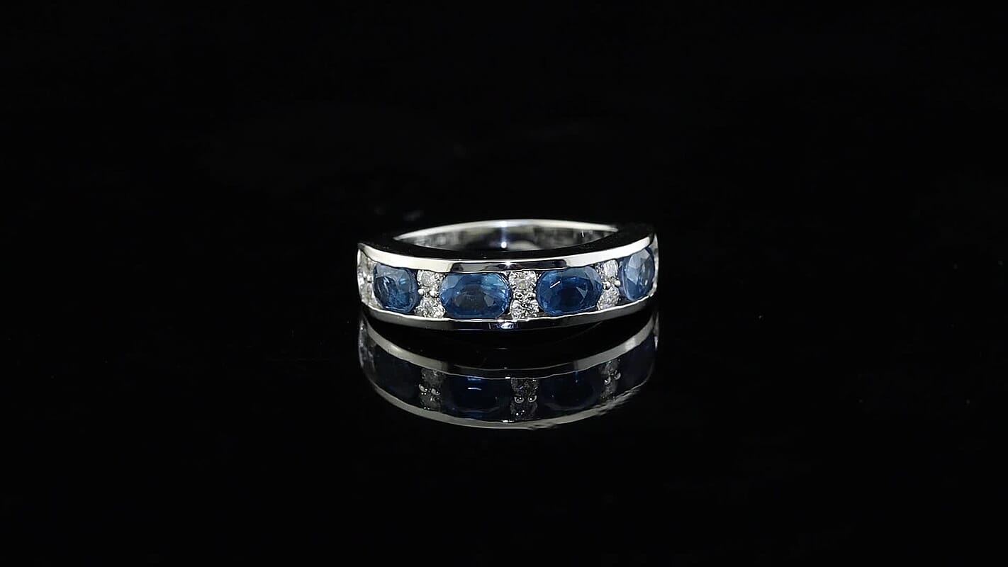 EverTrue Teal Kyanite, Moissanite Band Ring in Platinum Bond (Size 10.0) 2.10 ctw