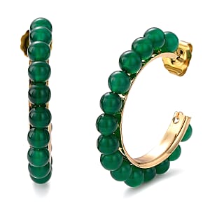 Verde Onyx 40.00 ctw Hoop Earrings in ION Plated YG Stainless Steel