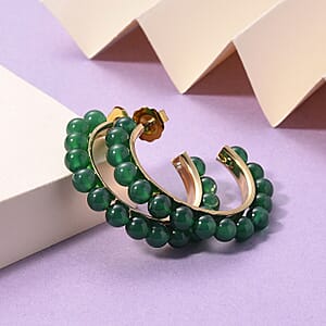 Verde Onyx 40.00 ctw Hoop Earrings in ION Plated YG Stainless Steel