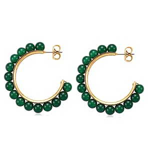 Verde Onyx 40.00 ctw Hoop Earrings in ION Plated YG Stainless Steel