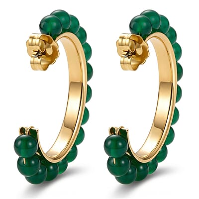 Verde Onyx 40.00 ctw Hoop Earrings in ION Plated YG Stainless Steel