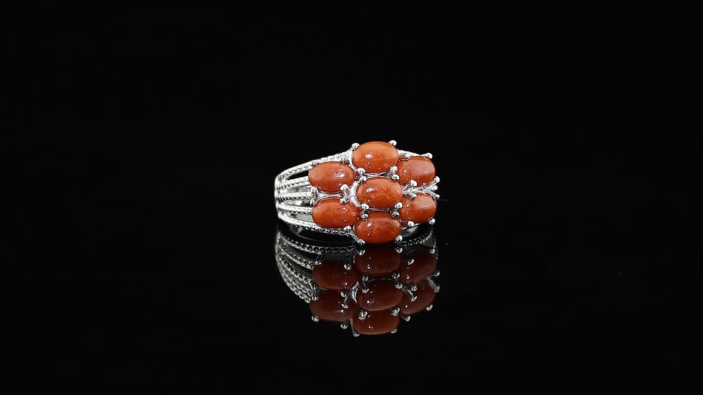 EverTrue Red Jade Ring in Platinum Bond (Size 10.0) 4.35 ctw