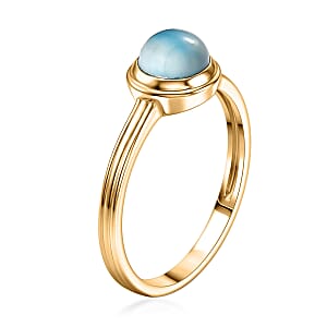 D'Joy AAA Larimar 1.30 ctw Ocean Dot Ring in 18K YG Plated Sterling Silver (Size 10.0)