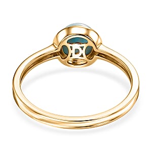 D'Joy AAA Larimar 1.30 ctw Ocean Dot Ring in 18K YG Plated Sterling Silver (Size 10.0)