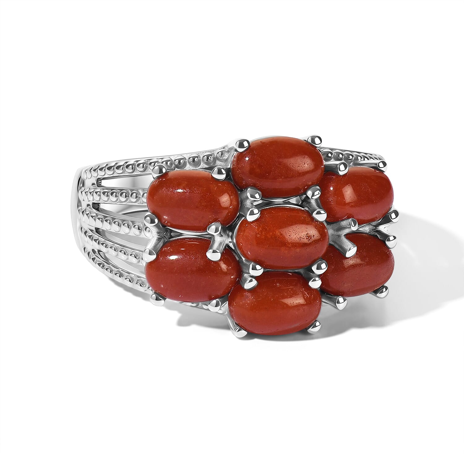 EverTrue Red Jade Ring in Platinum Bond (Size 10.0) 4.35 ctw
