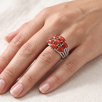 EverTrue Red Jade (D) 4.35 ctw Ring in Platinum Bond (Size 9.0)