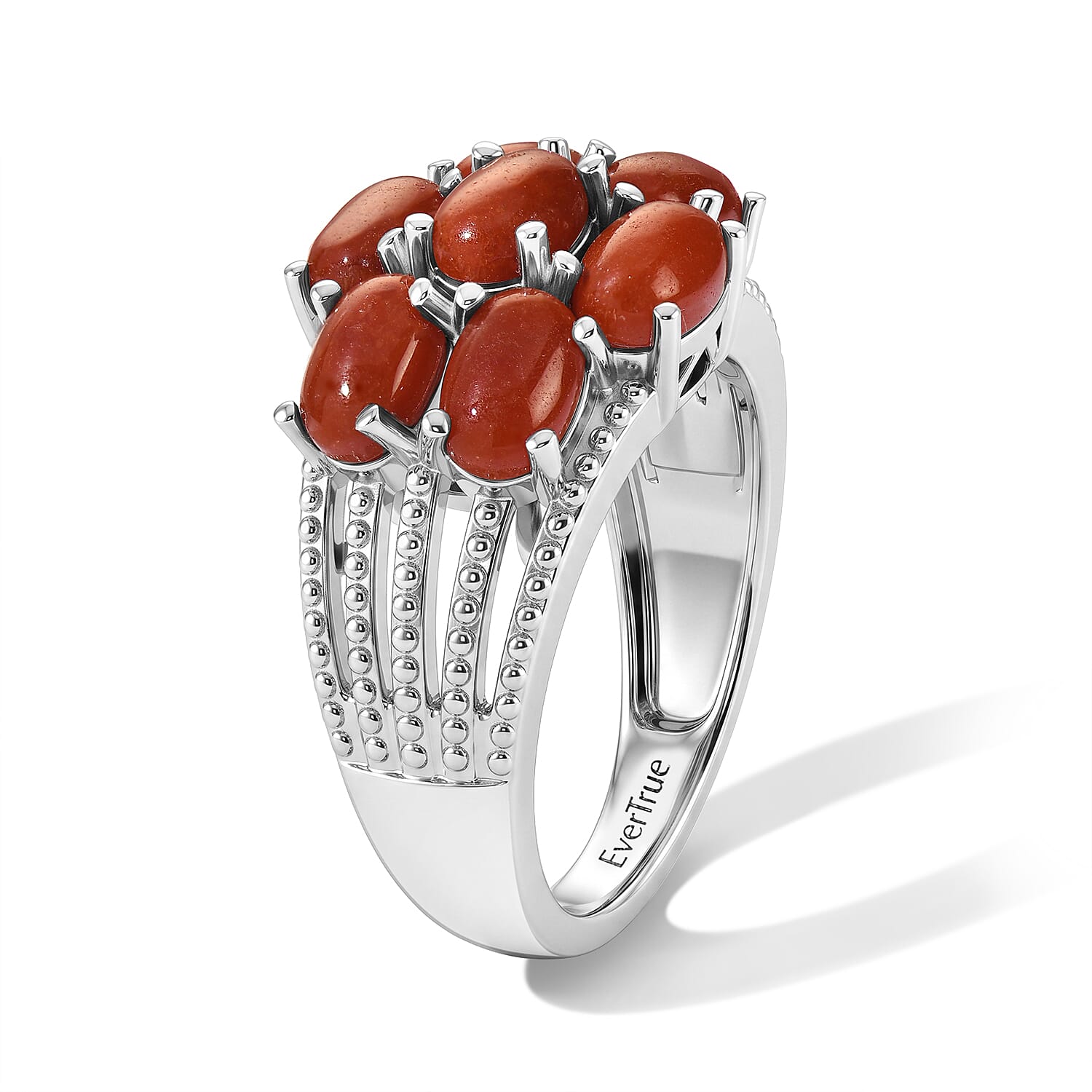 EverTrue Red Jade (D) 4.35 ctw Ring in Platinum Bond (Size 9.0)