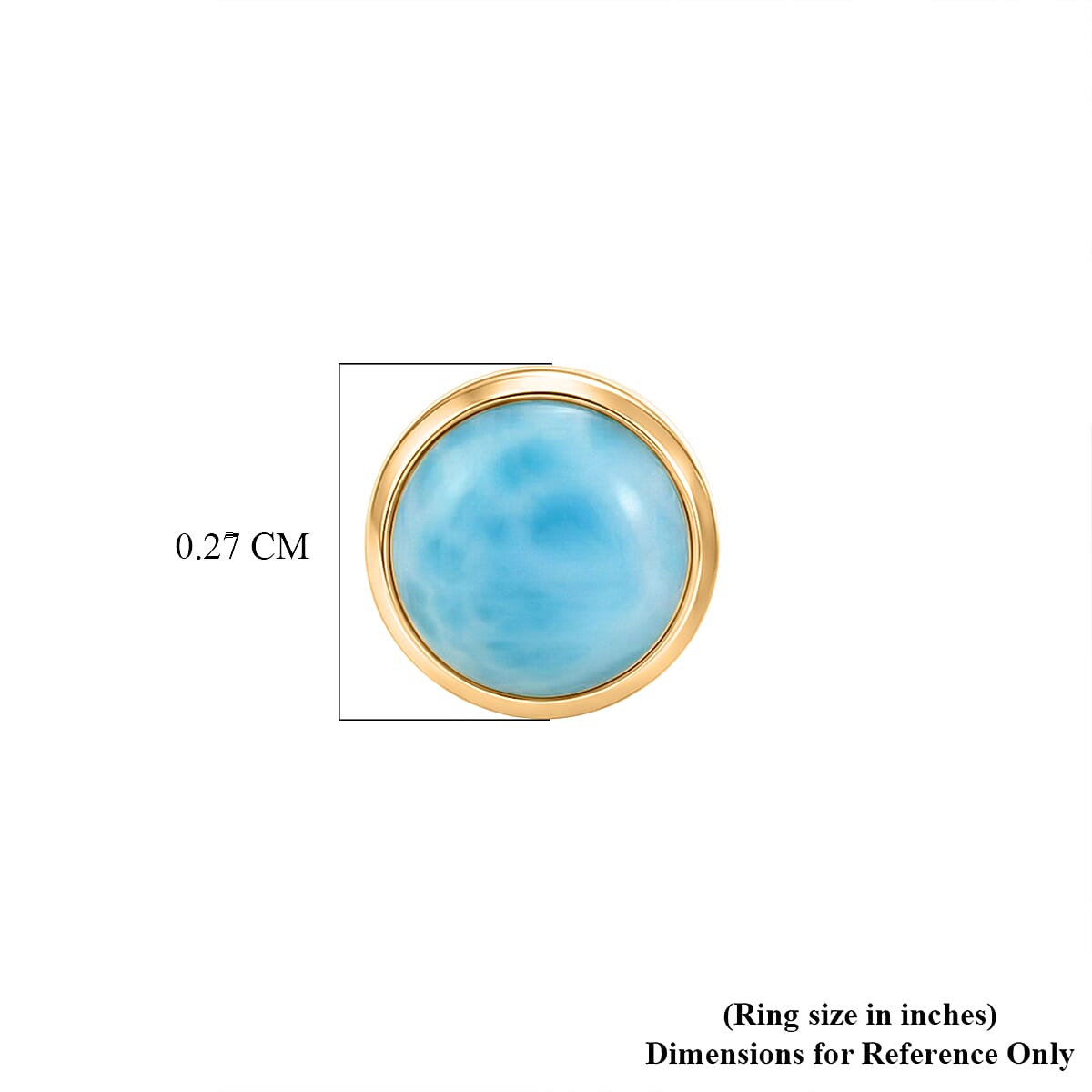 D'Joy AAA Larimar 2.25 ctw Ocean Dot Stud Earrings in 18K YG Plated Sterling Silver