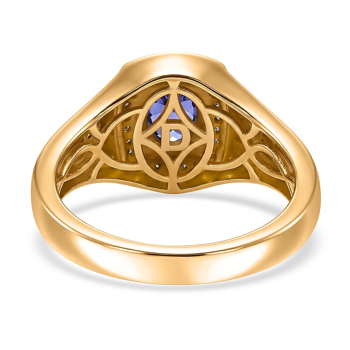 D'Joy Tanzanite and Moissanite 1.10 ctw Men's Ring in 18K Vermeil Yellow Gold Over Sterling Silver (Size 10.0)