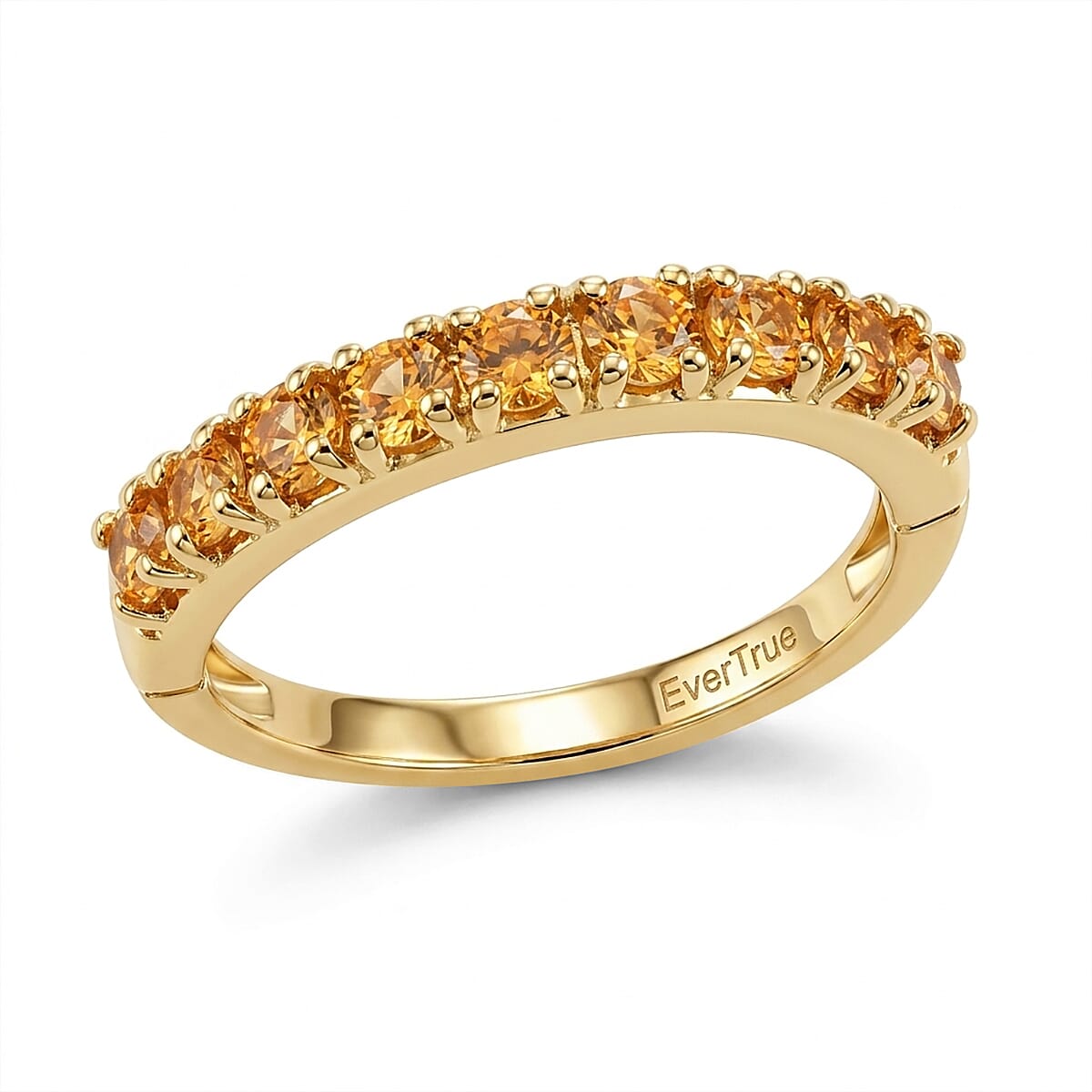 EverTrue Brazilian Citrine 1.00 ctw Band Ring in 18K YG Plated (Size 10.0)
