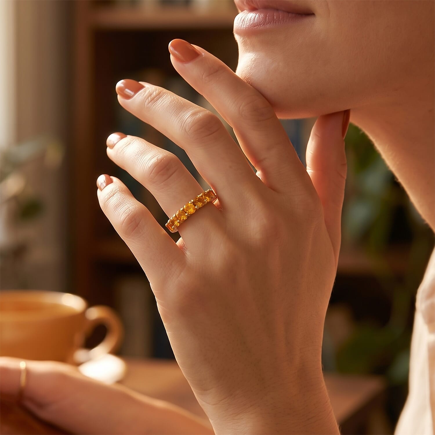 EverTrue Brazilian Citrine 1.00 ctw Band Ring in 18K YG Plated (Size 10.0)