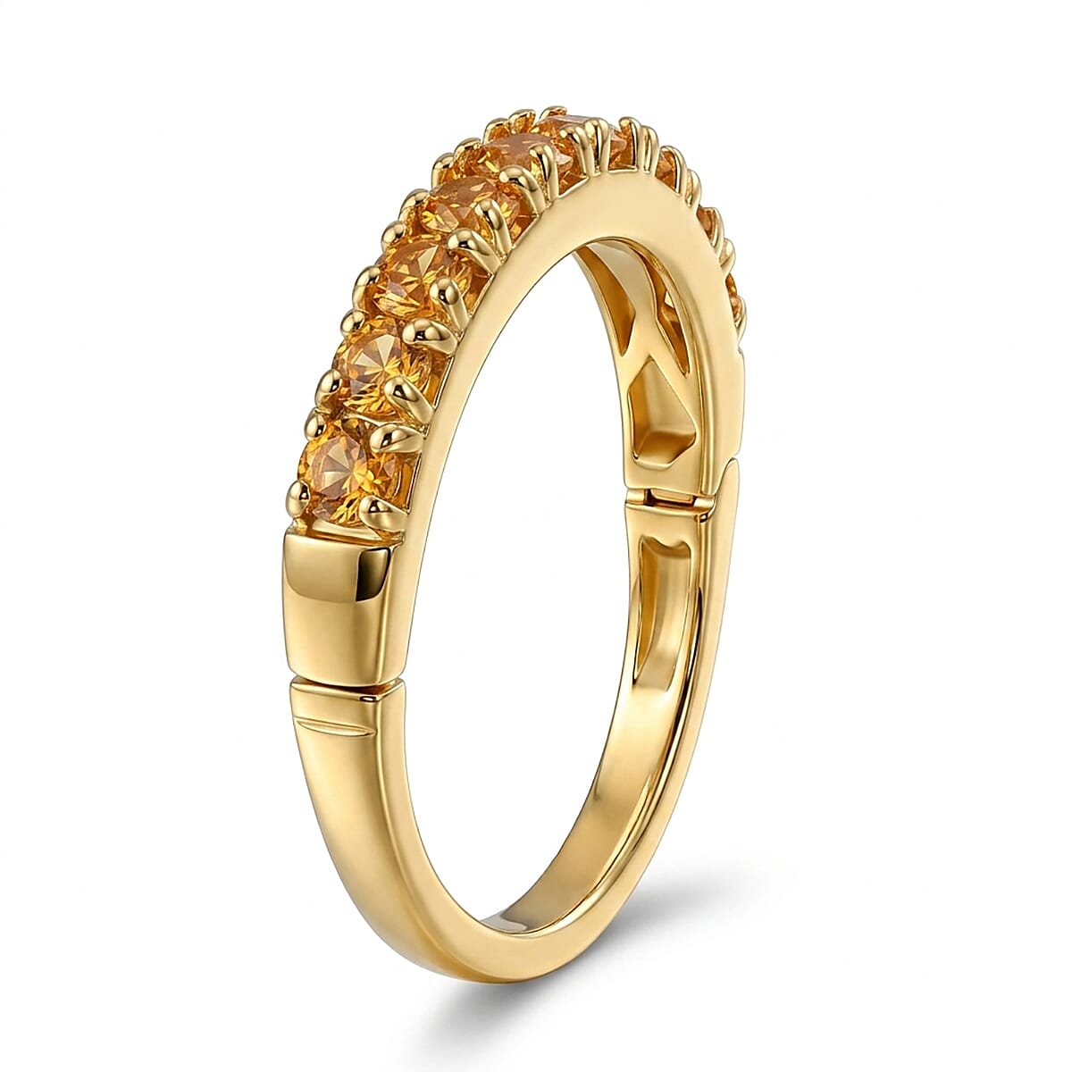 EverTrue Brazilian Citrine 1.00 ctw Band Ring in 18K YG Plated (Size 10.0)