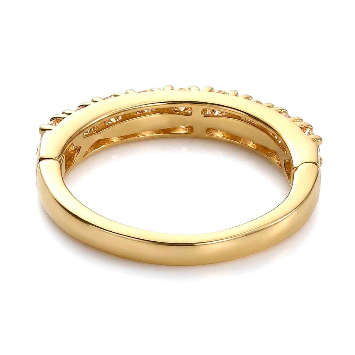 EverTrue Brazilian Citrine 1.00 ctw Band Ring in 18K YG Plated (Size 10.0)