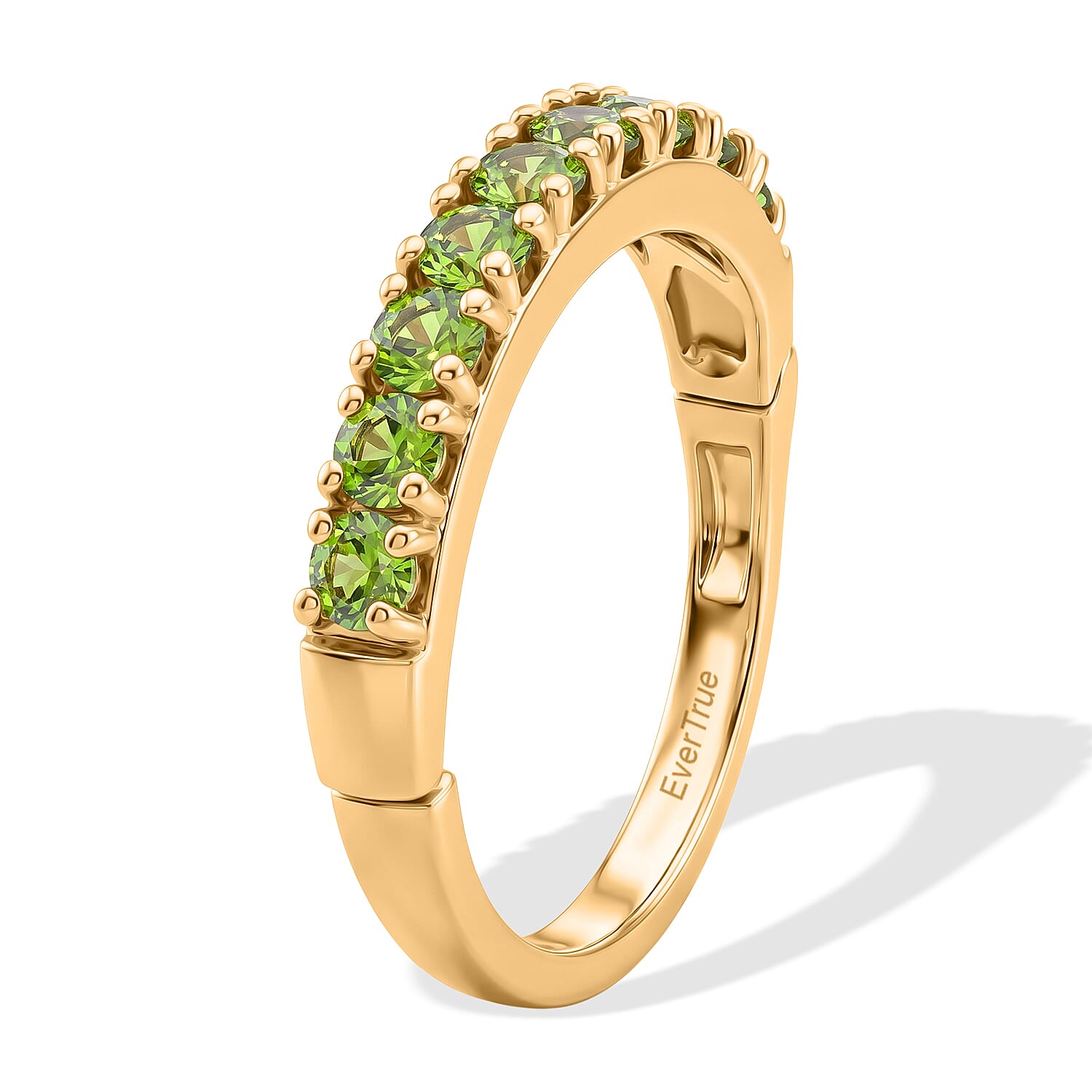 EverTrue Hebei Peridot 1.30 ctw Band Ring in 18K YG Plated (Size 10.0)